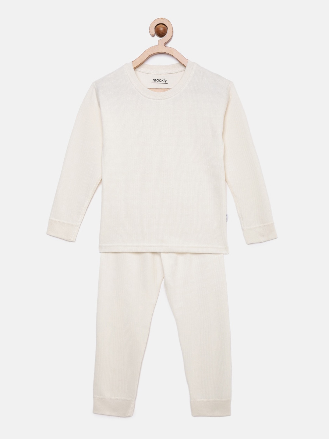 

mackly Kids Off White Solid Thermal Set