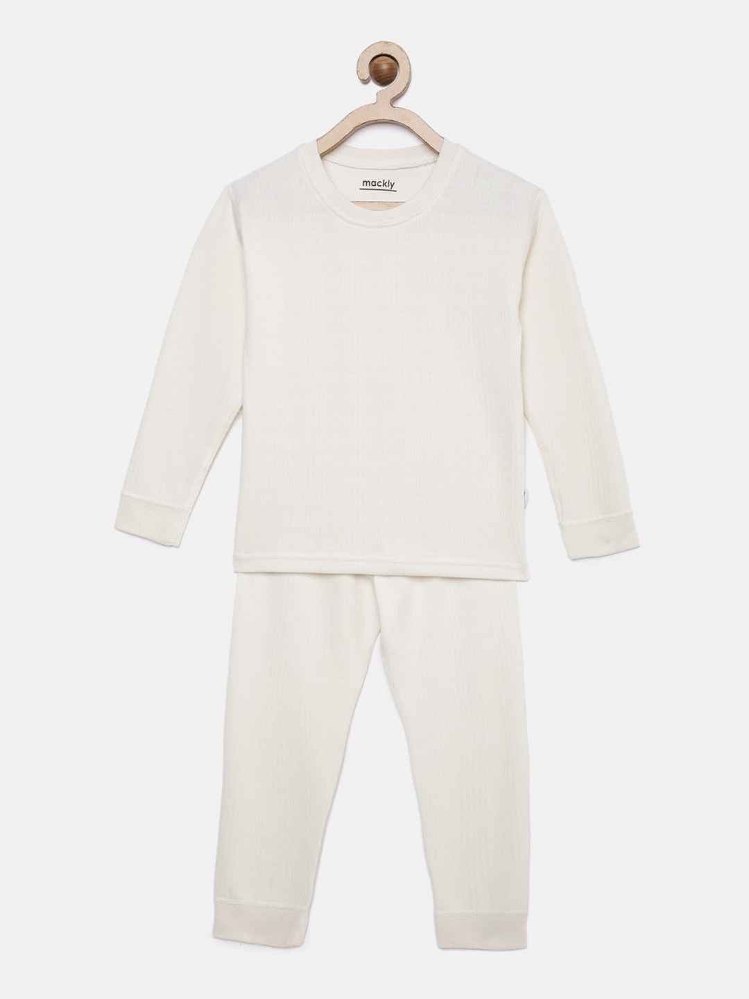 

mackly Kids Off-White Solid Thermal Set