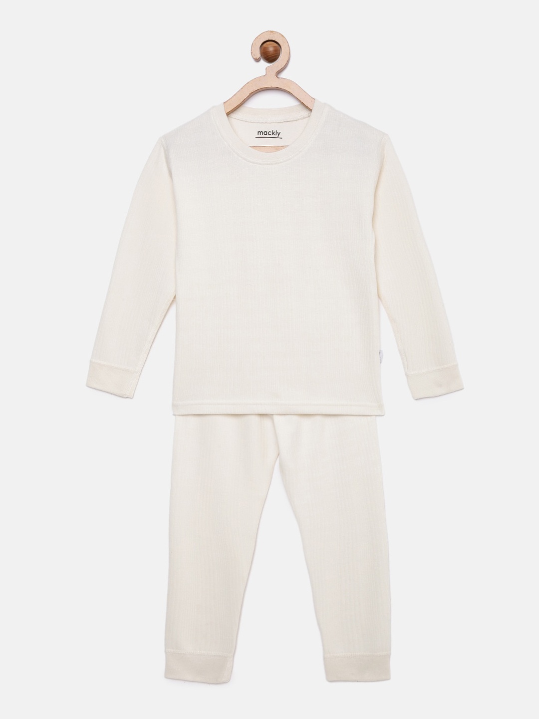 

mackly Kids Off-White Solid Thermal Set