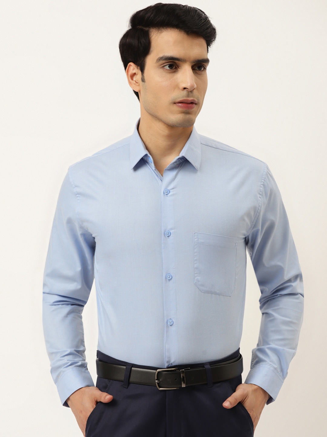 

JAINISH Men Blue Solid Comfort Fit Pure Cotton Formal Shirt
