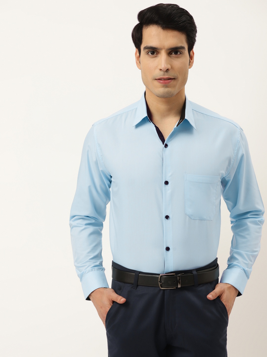 

JAINISH Men Blue Solid Comfort Fit Pure Cotton Formal Shirt