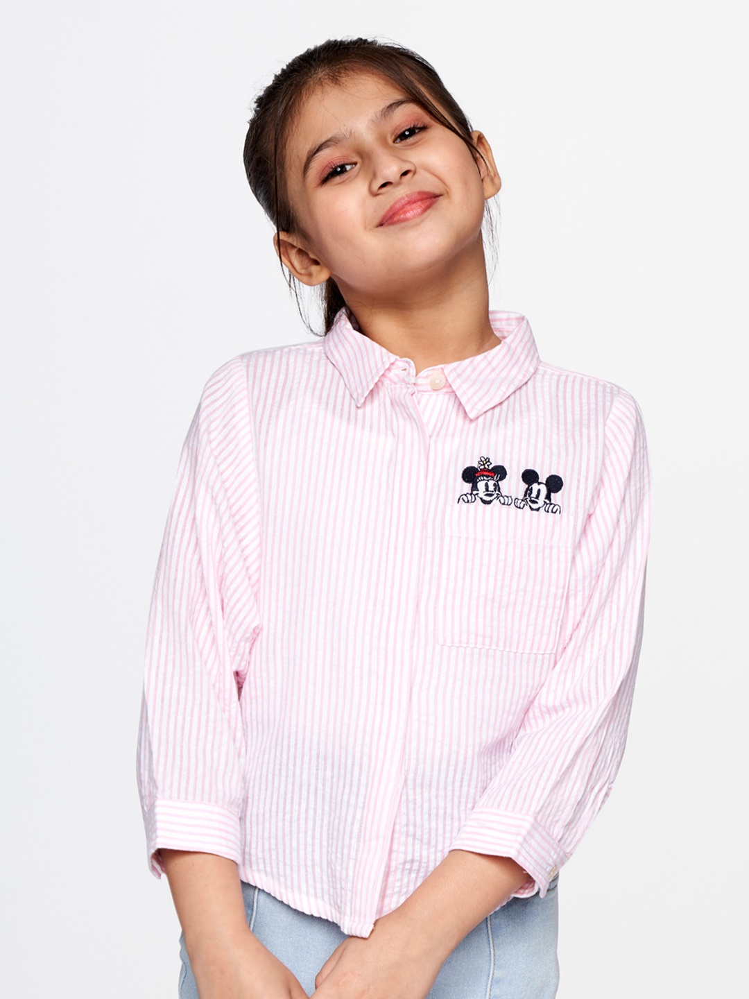 

AND Pink & White Striped Shirt Style Top