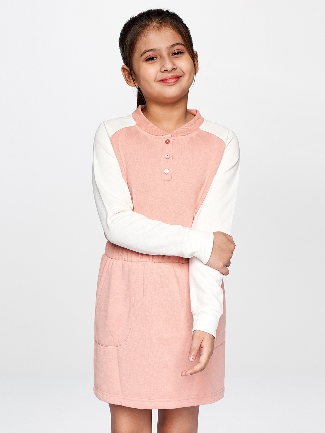 

AND Peach-Coloured & White Peter Pan Collar Shirt Dress