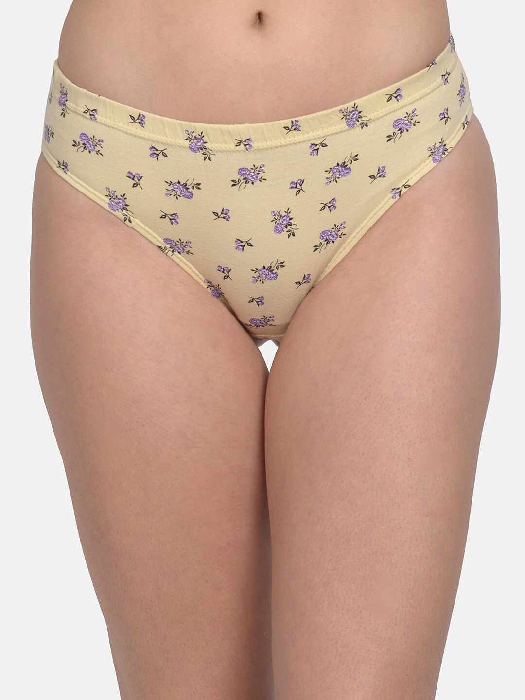 

mod & shy Women Beige & Purple Printed Basic Briefs MU179