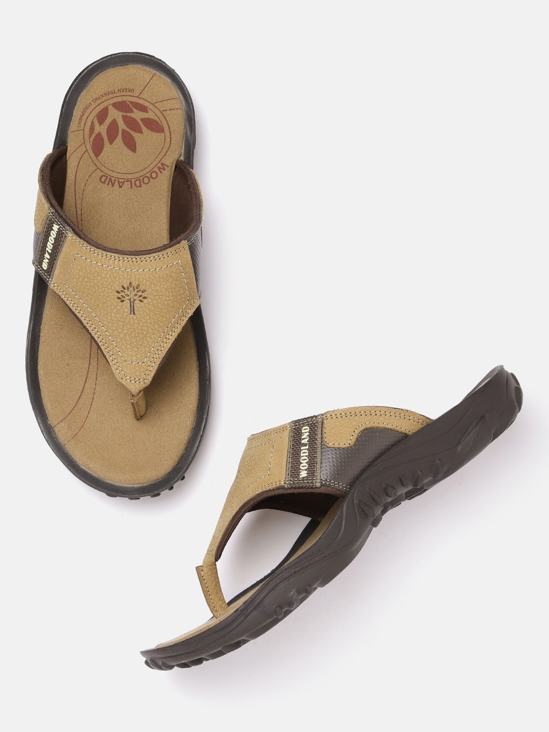 

Woodland Men Leather Comfort Sandals, Camel brown