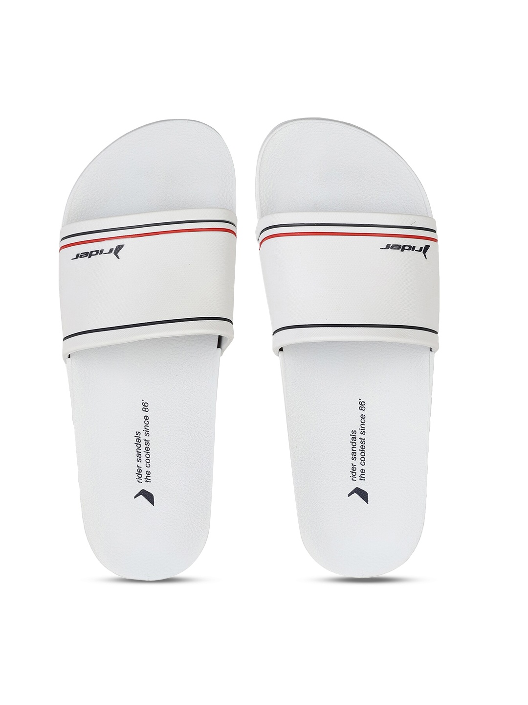 

Rider Men White & Red Striped Sliders
