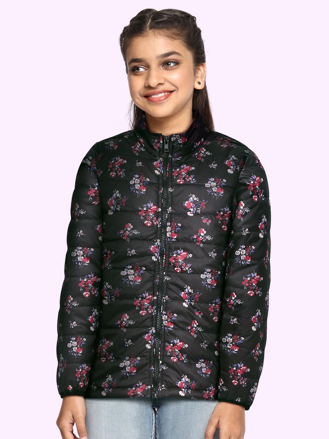 

AND Girls Black Floral Padded Jacket