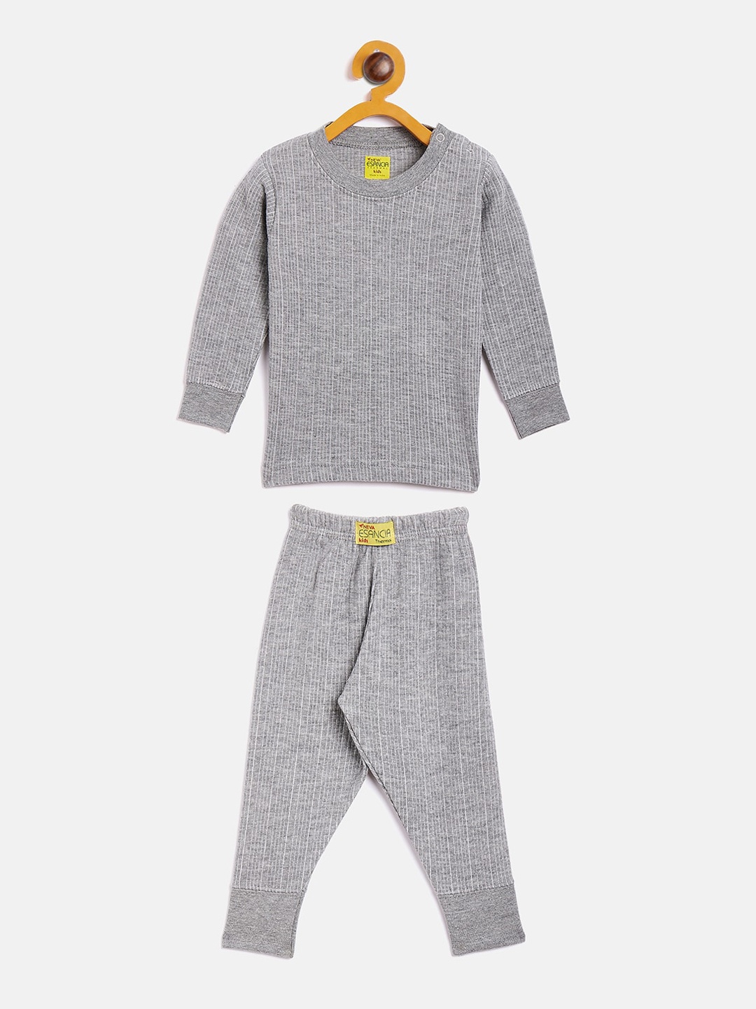 

NEVA Kids Grey Melange Striped Cotton Thermal Set