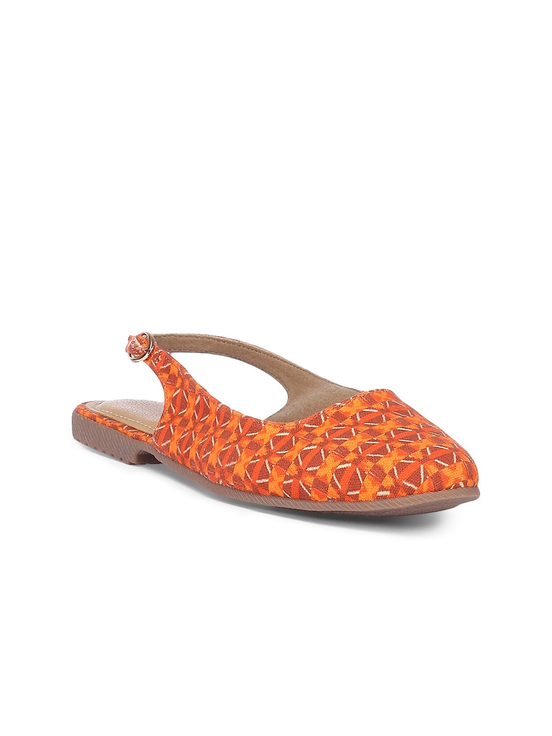 

Biba Women Orange Printed Slingback Mules Flats