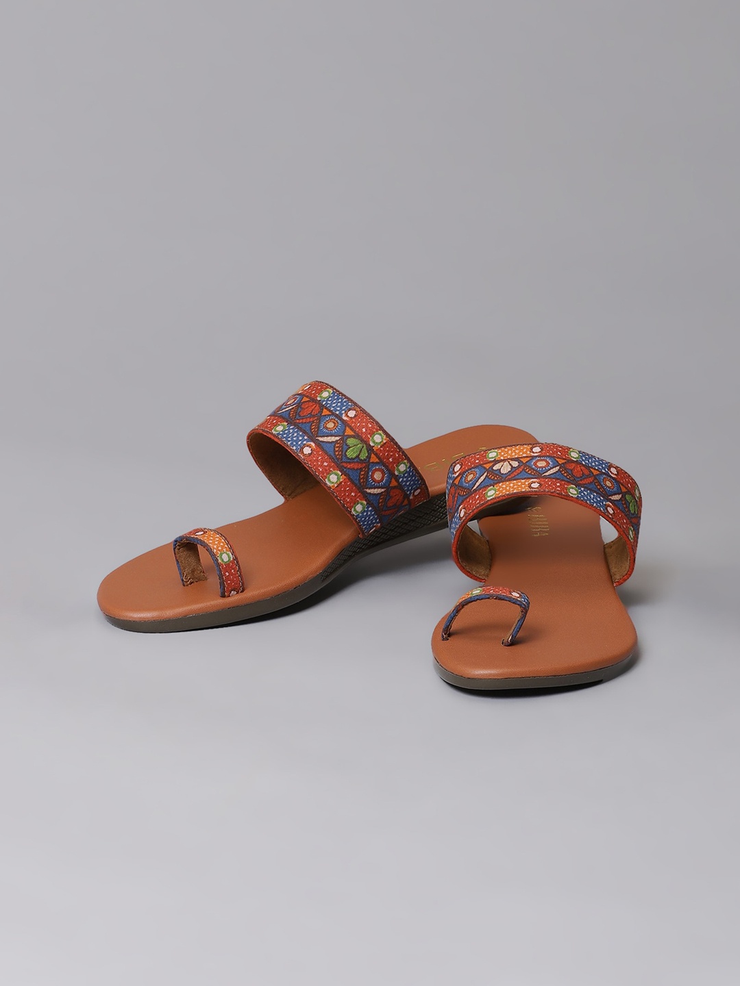 

Biba Women Orange Printed One Toe Flats