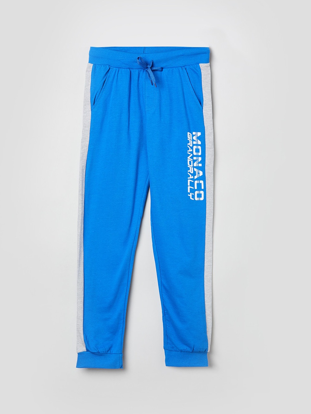 

max Boys Blue & Grey Solid Pure Cotton Track Pants