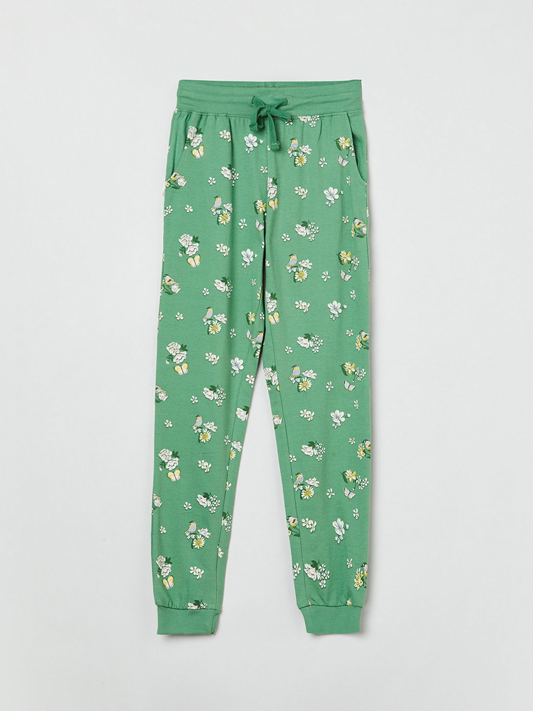 

max Girls Green & Grey Pure Cotton Track Pants