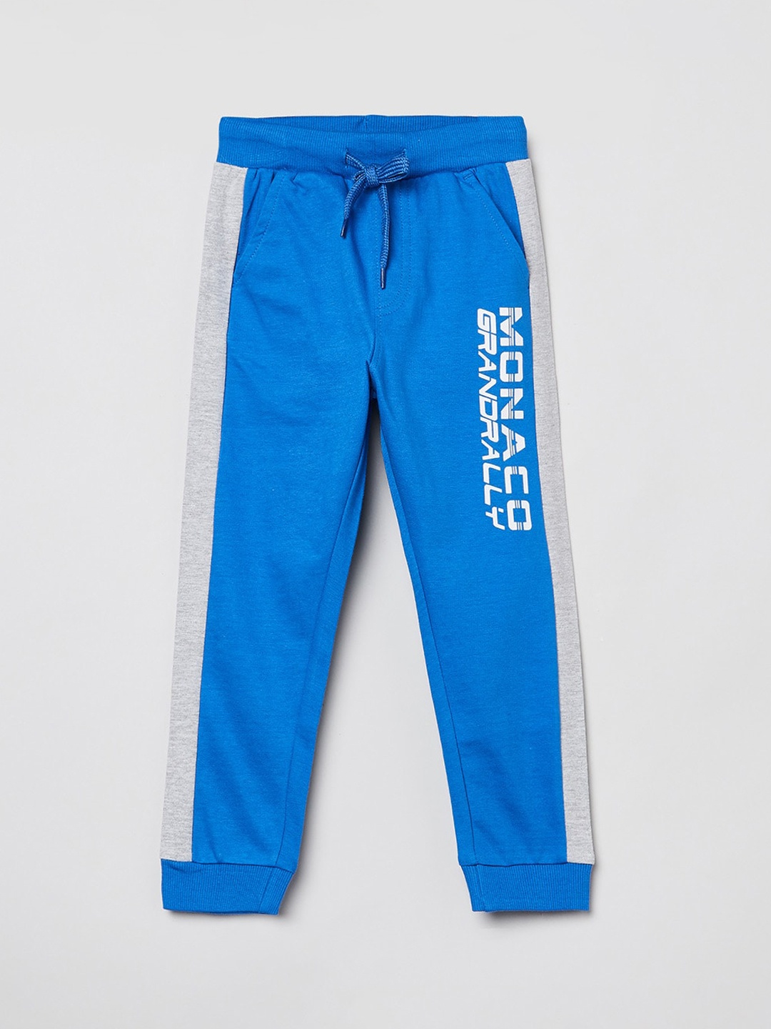 

max Boys Blue & Grey Pure Cotton Track Pants