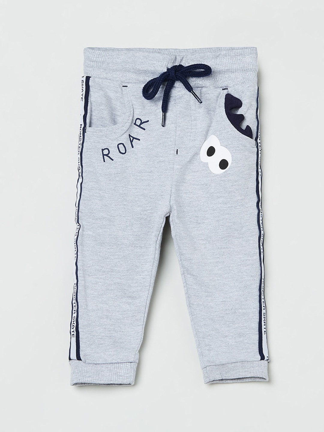 

max Boys Grey Pure Cotton Printed Track Pants