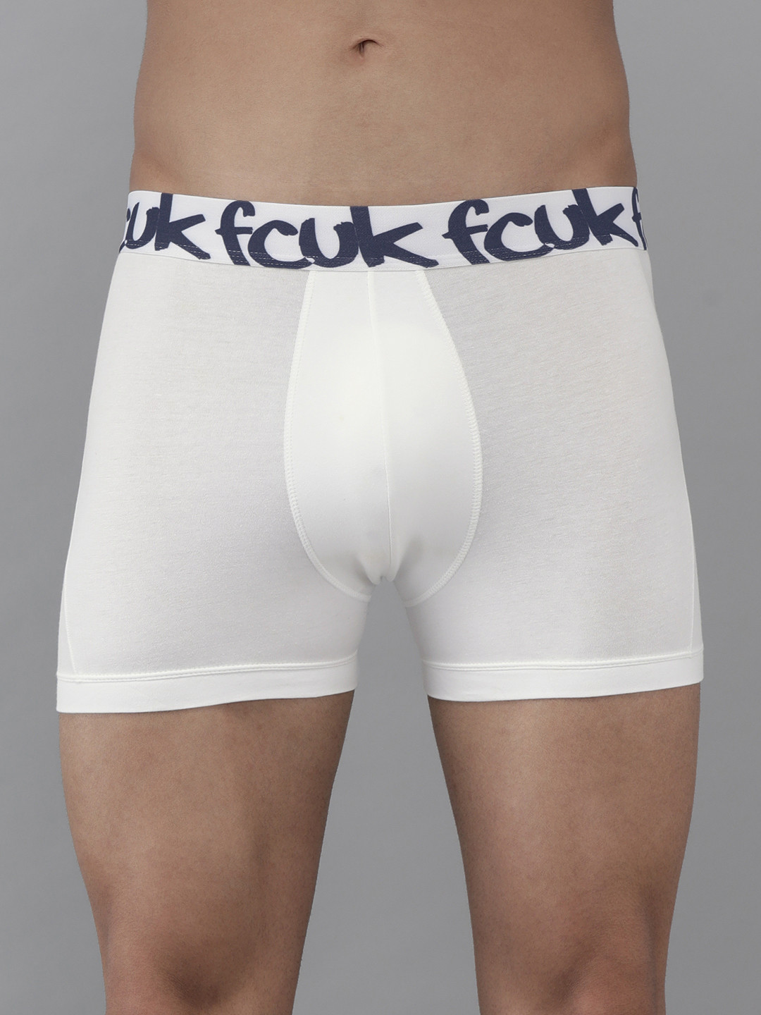 

FCUK Men White Solid Trunks CTR05