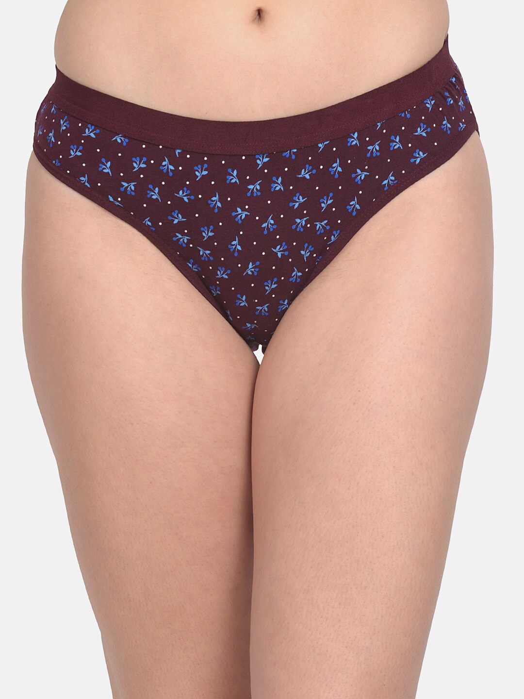 

mod & shy Women Maroon & Blue Printed Basic Briefs MU185