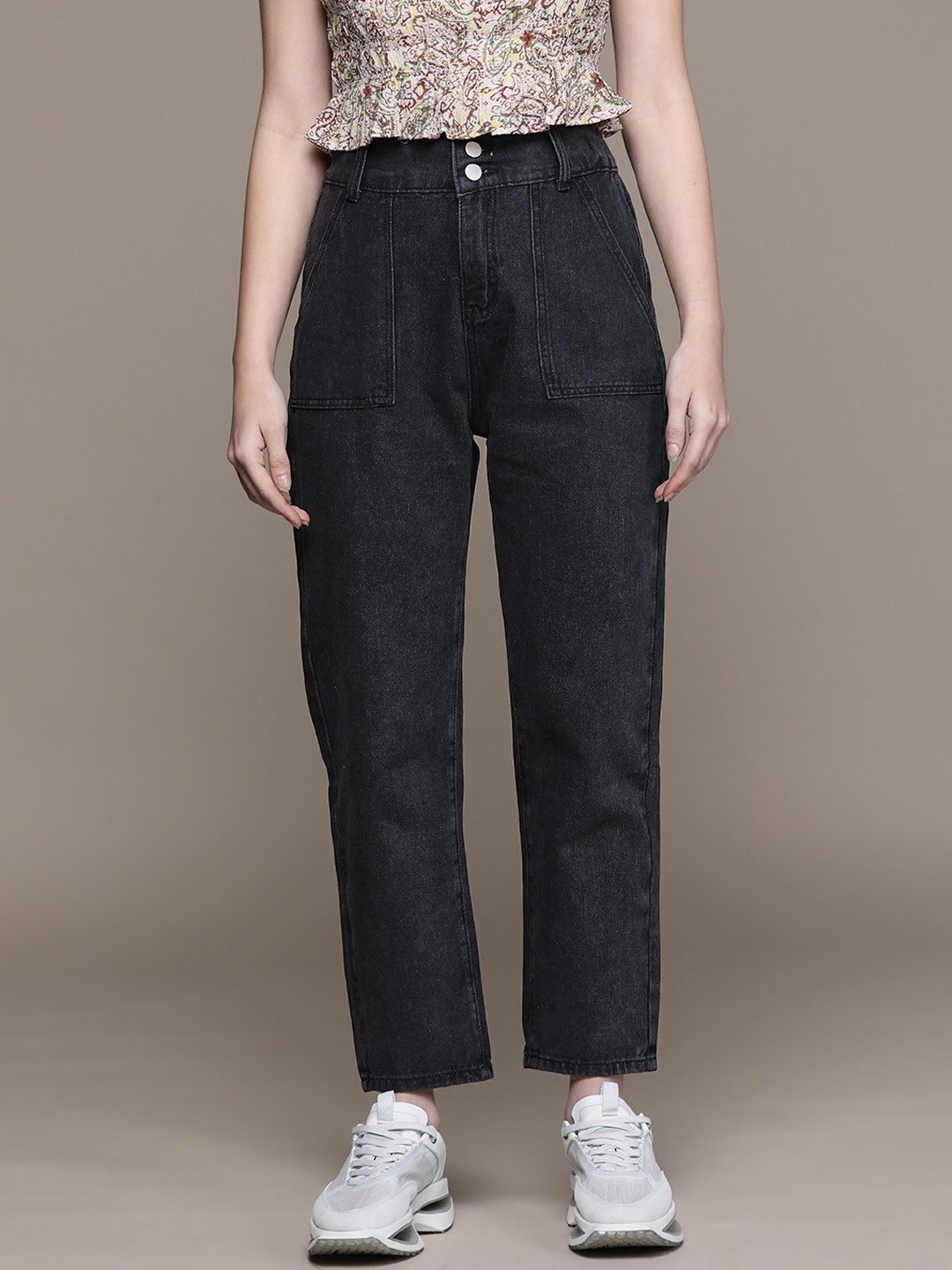 

URBANIC Women Charcoal Grey Straight Fit High-Rise Jeans