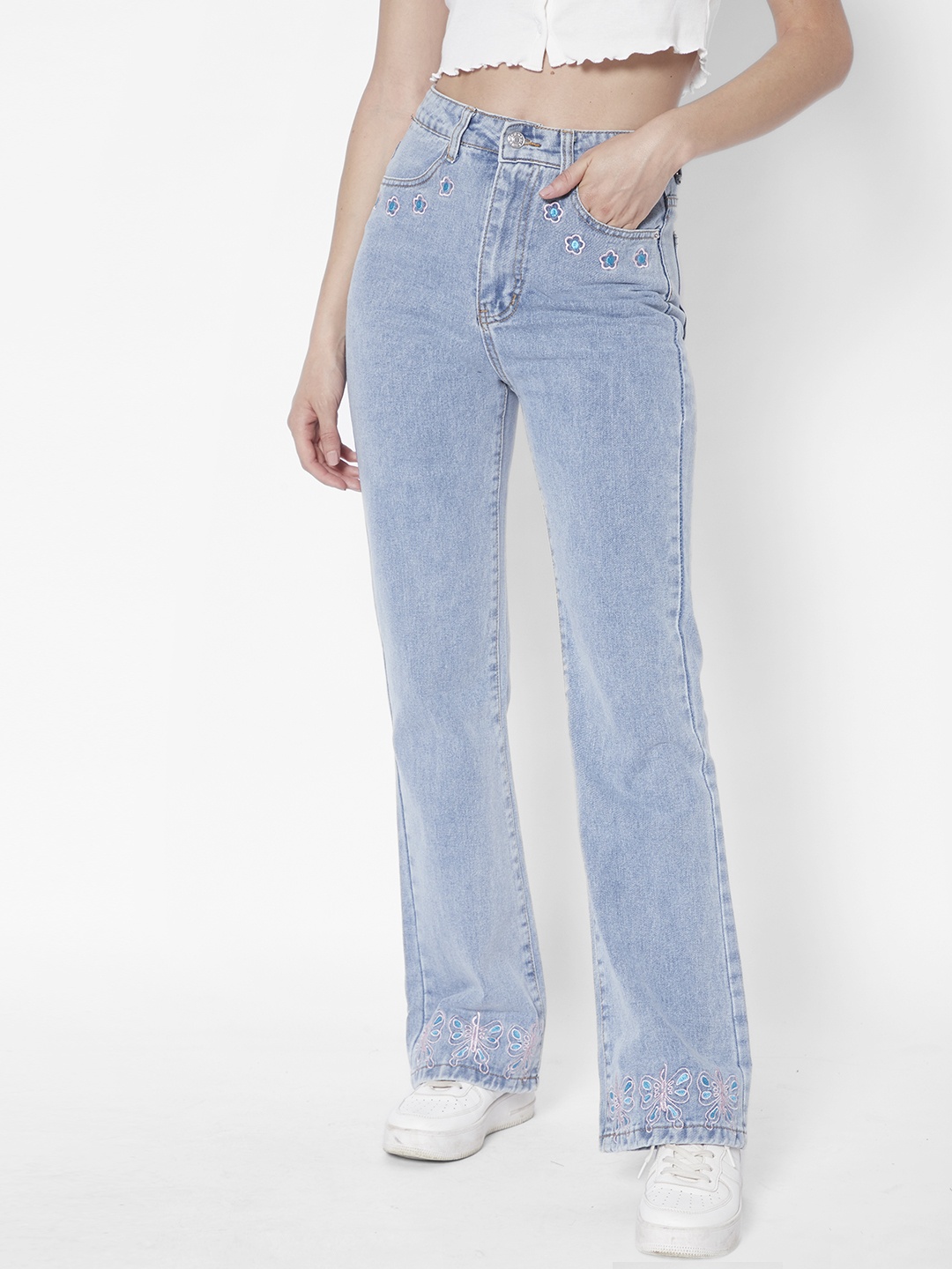 

URBANIC Women Blue High-Rise Embroidered Stretchable Jeans