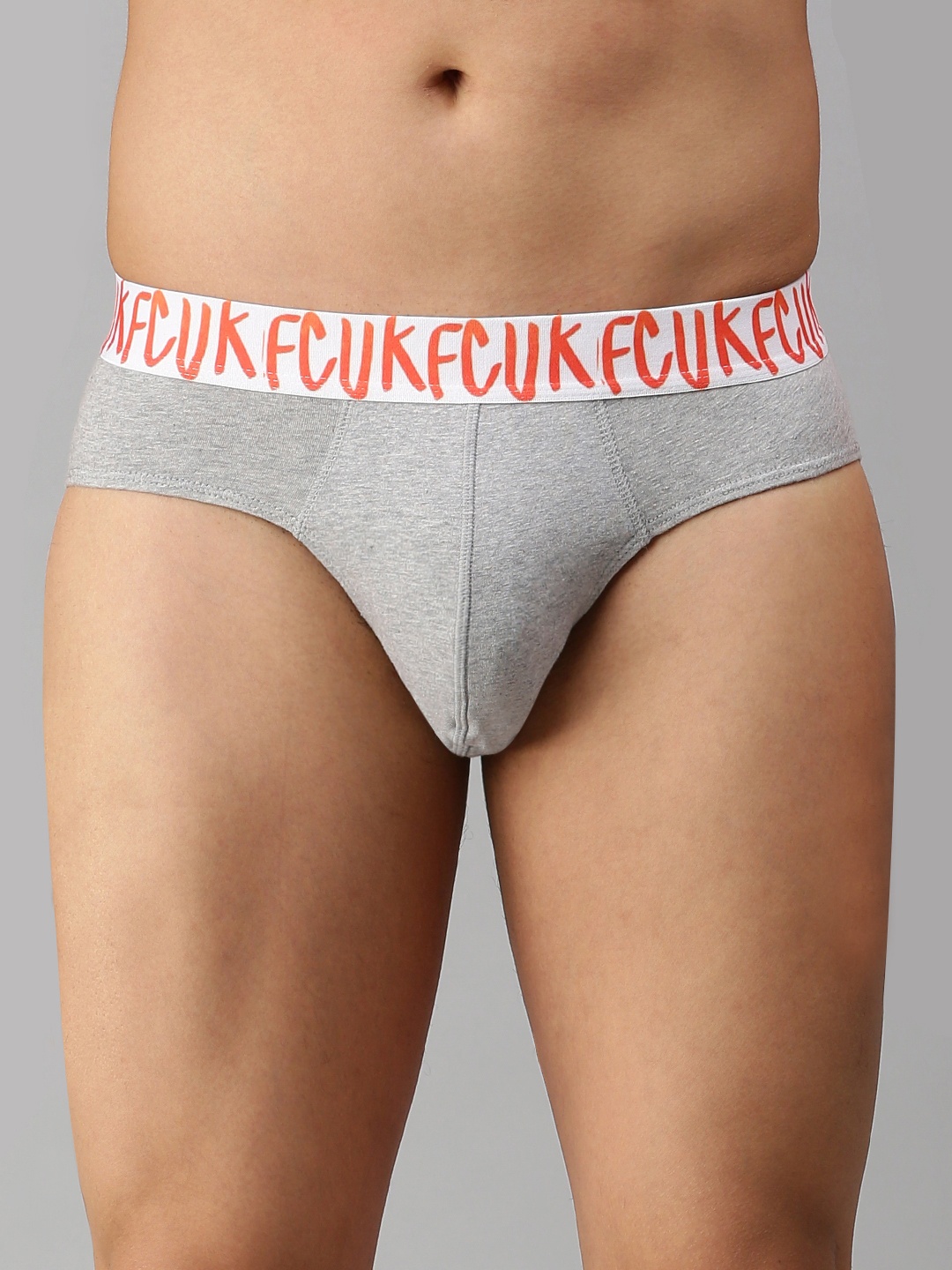 

FCUK Men Grey Melange Solid Briefs CBR05