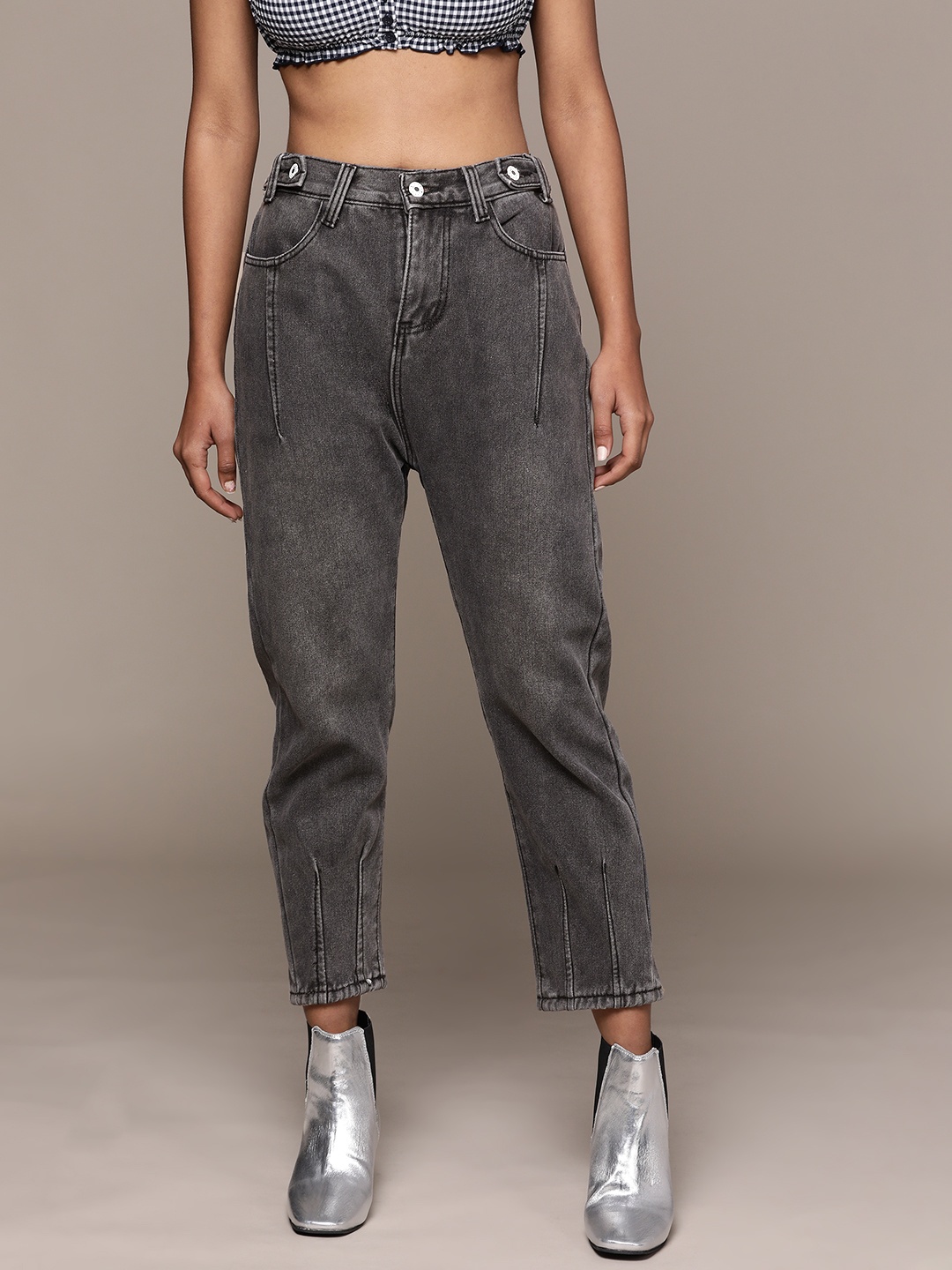 

URBANIC Women Grey High-Rise Light Fade Jeans
