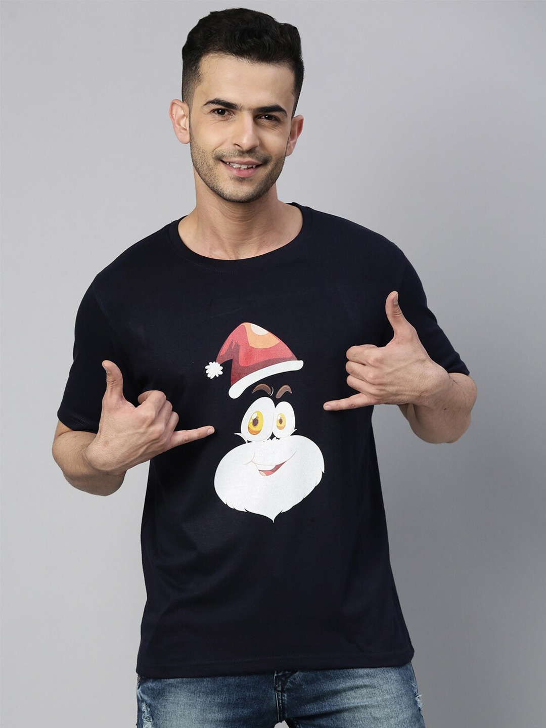 

Bushirt Men Navy Blue Printed T-shirt