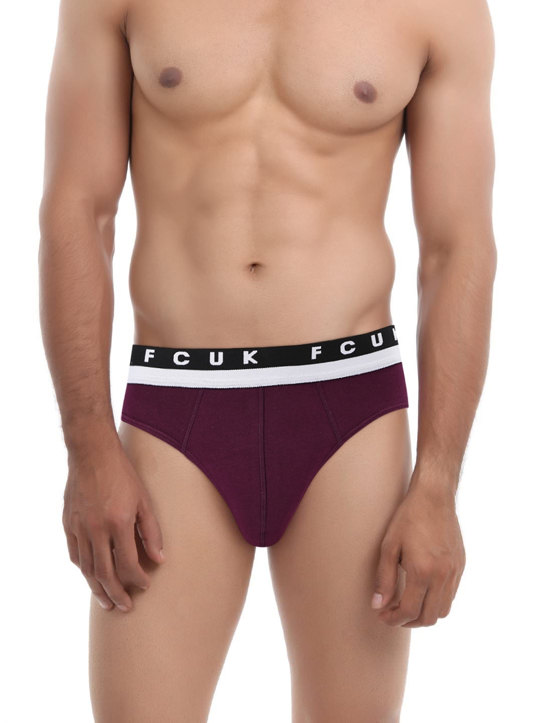 FCUK Marque Men Burgundy Hip Briefs CBR03