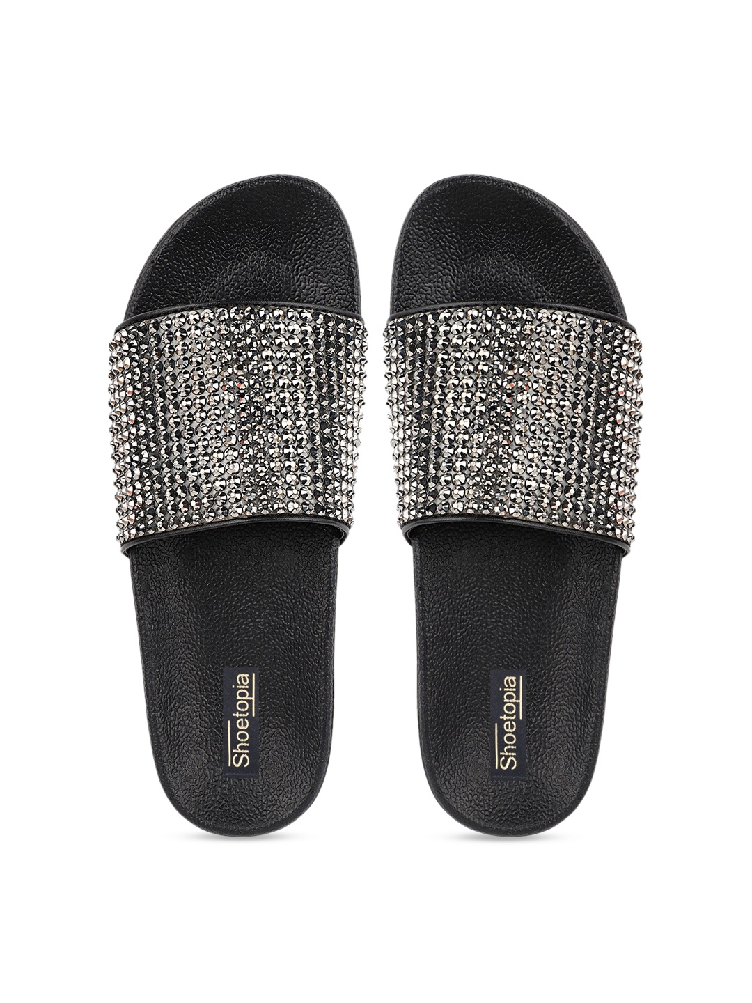 

Shoetopia Girls Black Embellished Party Flatform Sandals