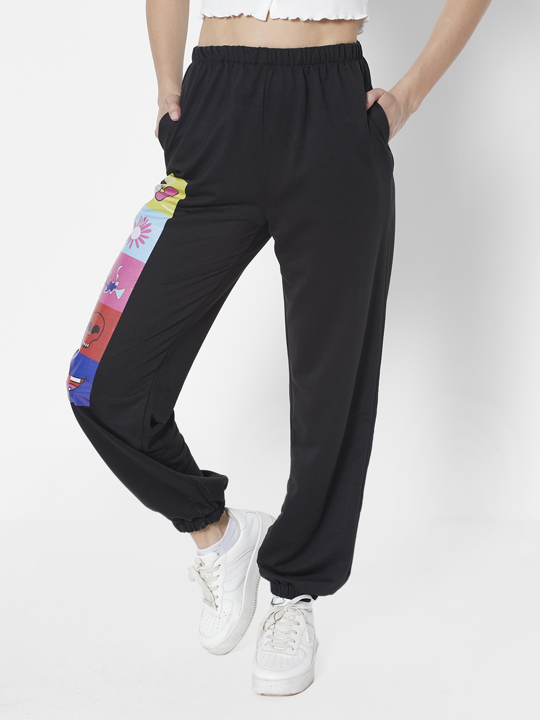 

URBANIC Women Black Printed Joggers