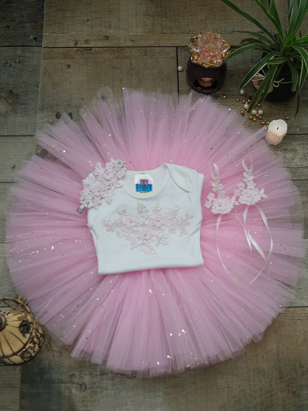 

TINY MINY ME Girls Pink & White Printed Top with Skirt