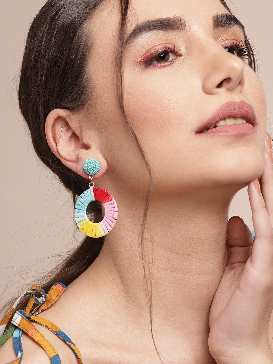 

Sangria Multicoloured Beaded Circular Drop Earrings, Multi
