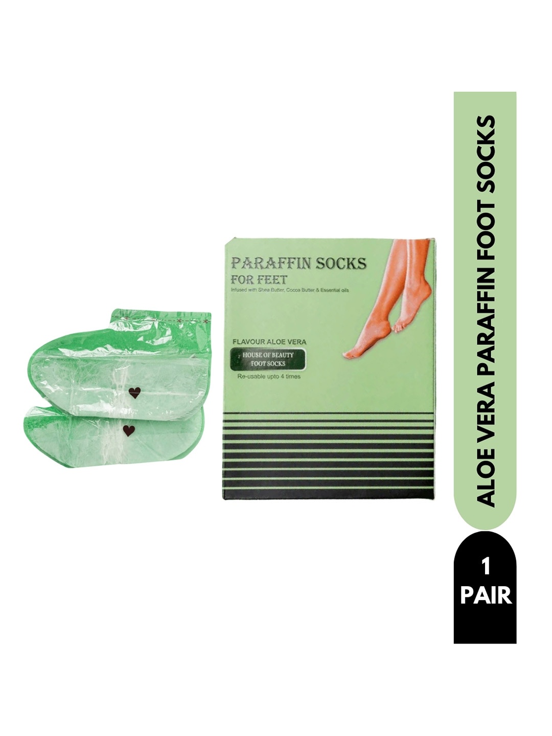 

House of Beauty Aloe Vera Paraffin Wax Socks, Green