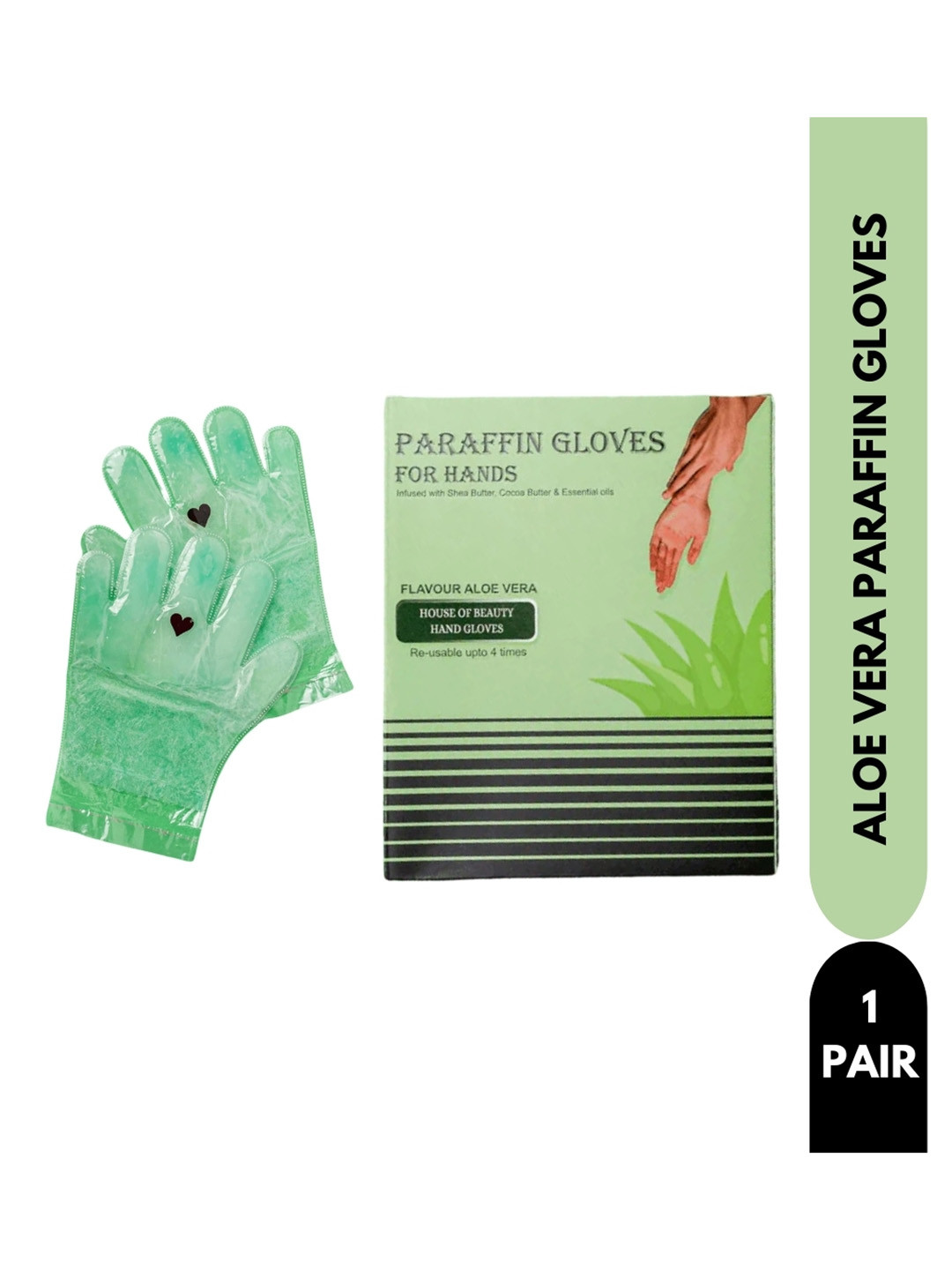 

House of Beauty Unisex Paraffin Wax Aloe Vera Gloves, Green