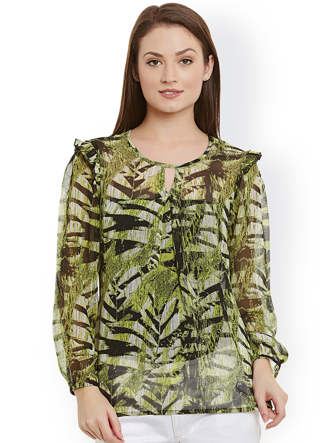 

WISSTLER Women Green Printed Regular Top