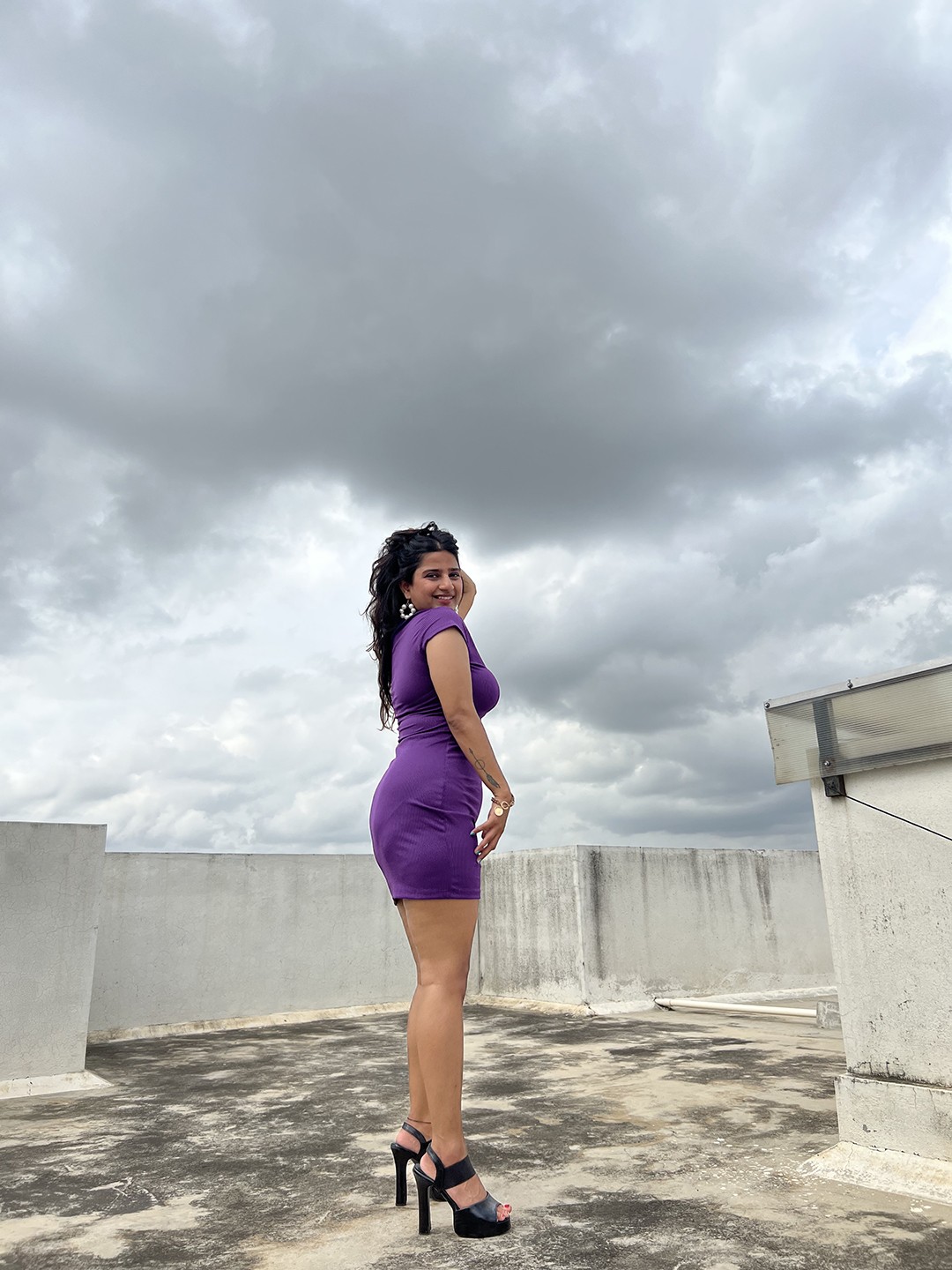 

Tokyo Talkies Women Elegant Purple Solid Knitted Dress