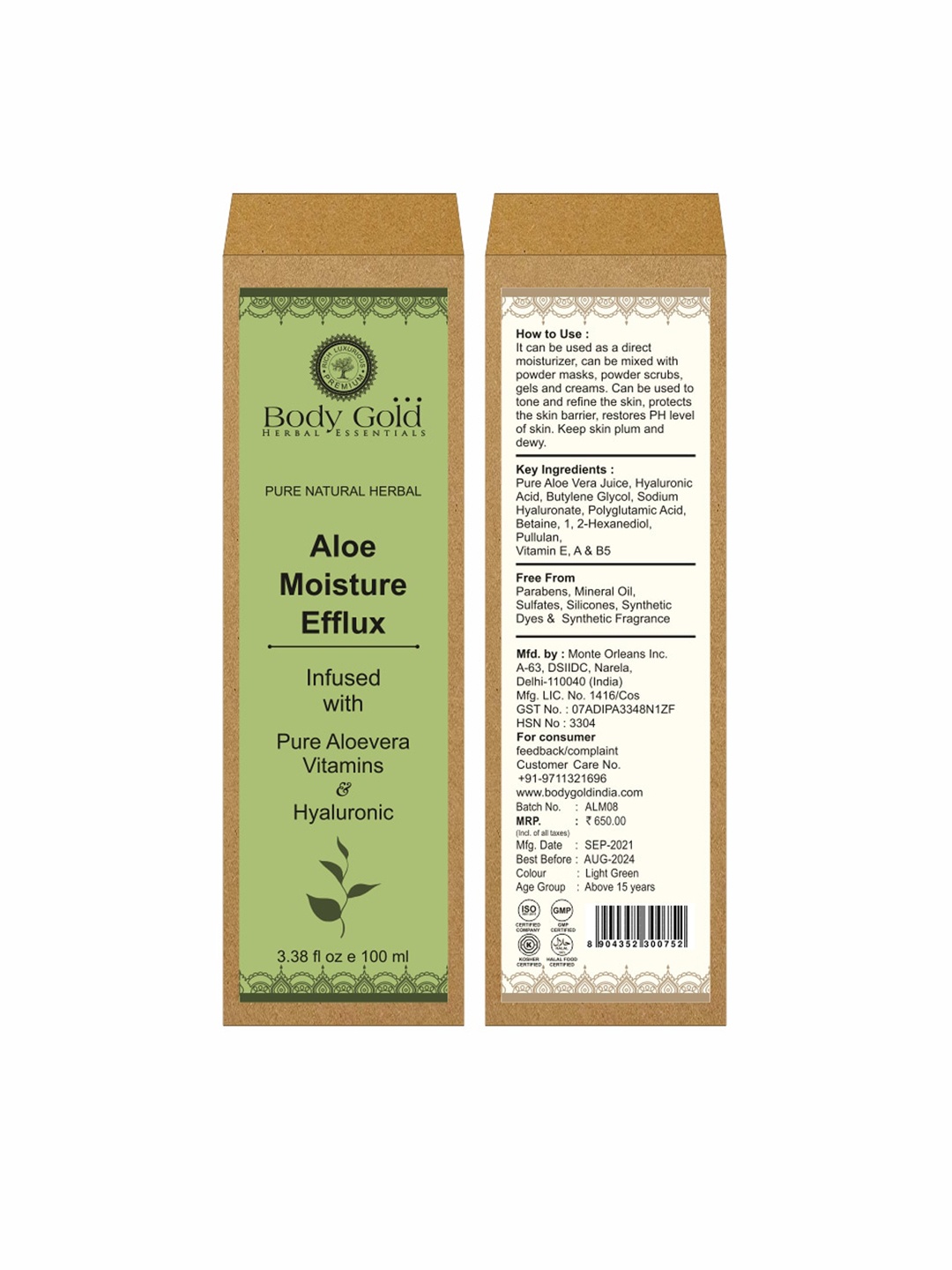 

Body Gold Aloe Moisture Efflux - 100ml, Green