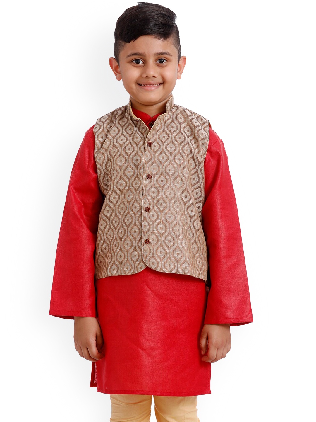 

SOULFULLY INDIAN Boys Maroon Regular Pure Cotton Kurta with Pyjamas