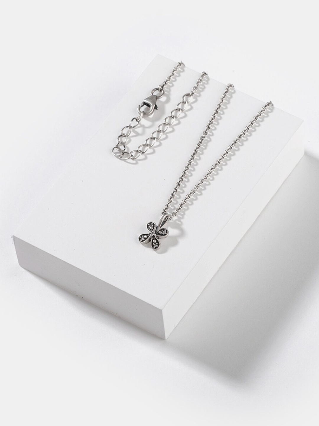 

SHAYA Silver-Toned & Black Sterling Silver Necklace