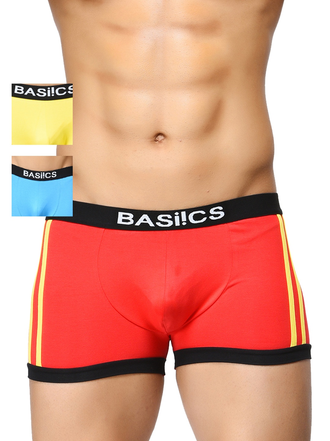 

BASIICS by La Intimo Men Pack of 3 Trunks BCSTR010C136, Red