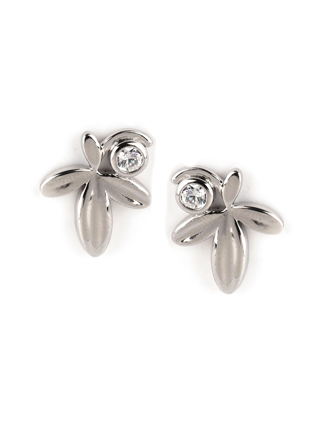 

SHAYA 925 Silver Cubic Zirconia Floral Studs Earrings