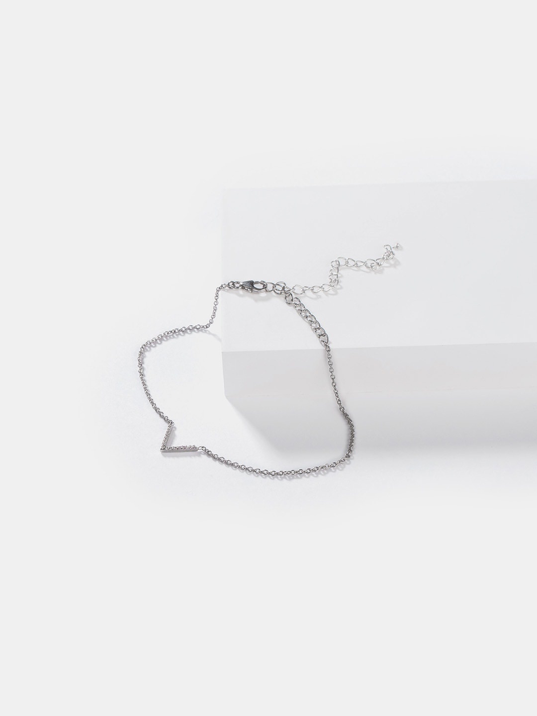 

SHAYA 925 Silver & White CZ-Studded Anklet