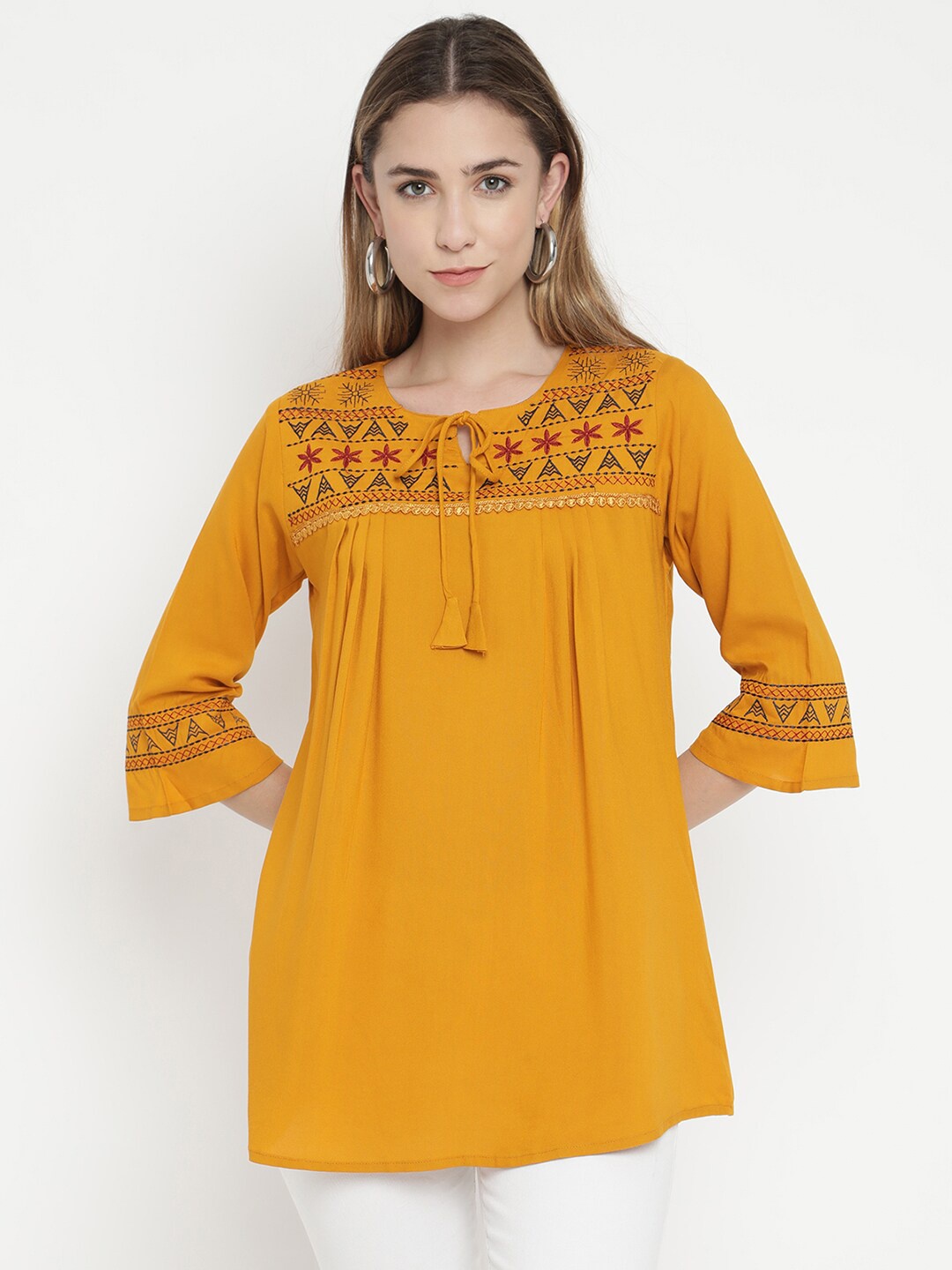 

V2 Value & Variety Mustard Yellow Empire Top