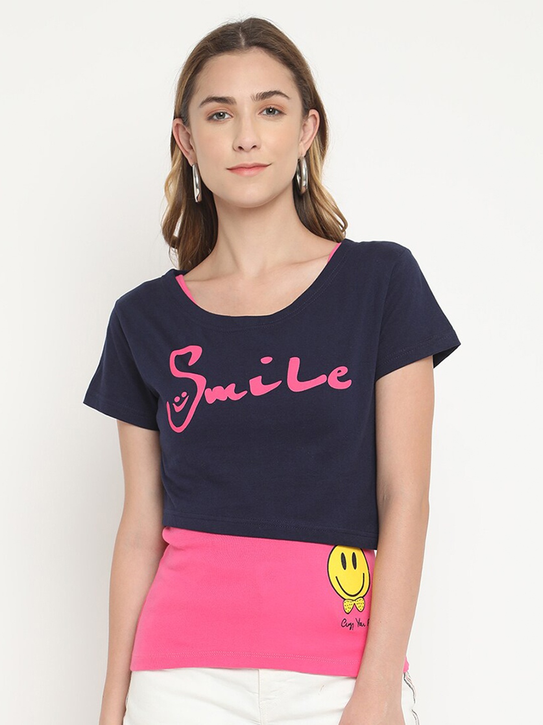 

V2 Value & Variety Women Pink Colourblocked Styled Top