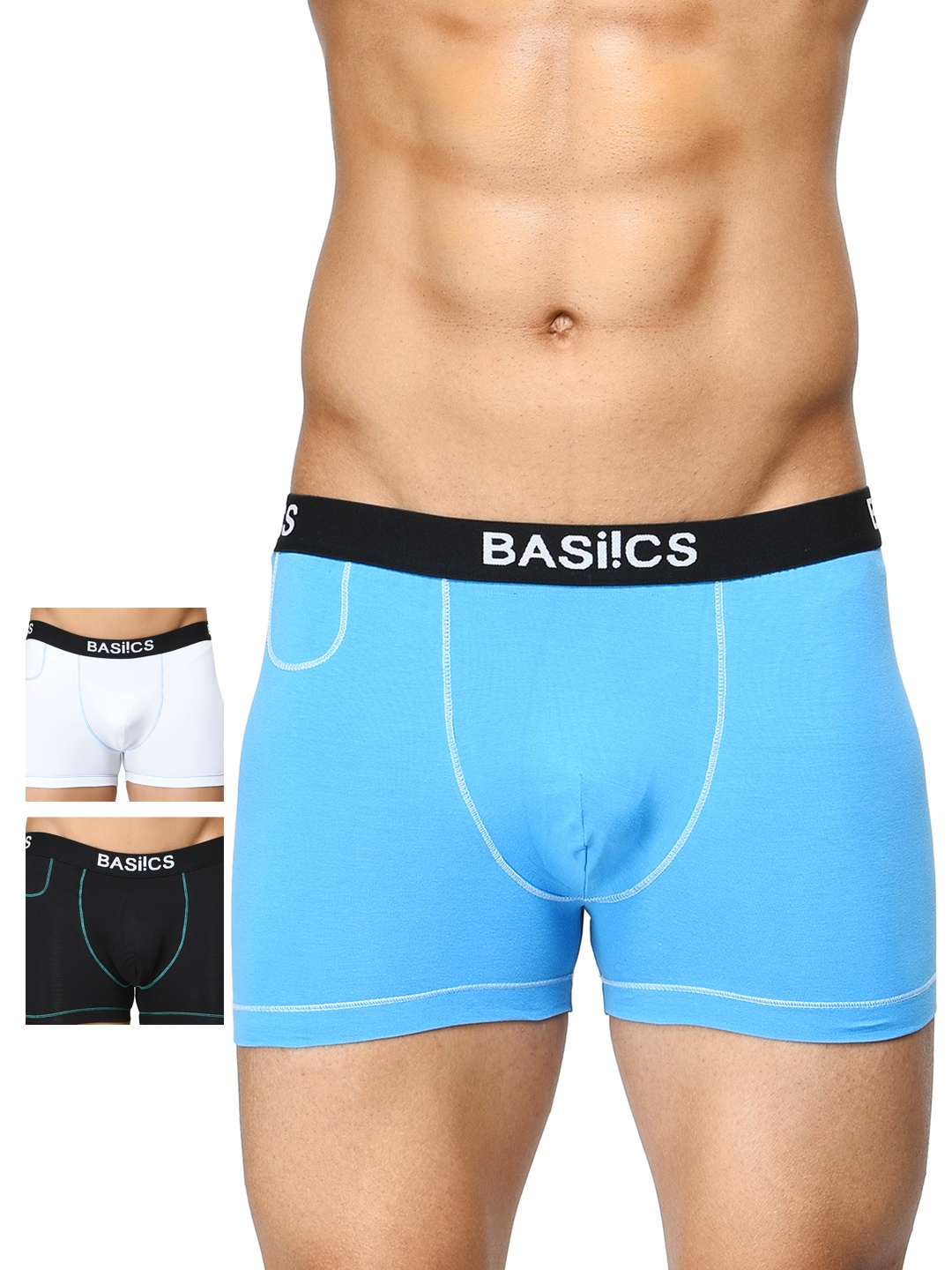 

BASIICS by La Intimo Men Pack of 3 Trunks BCSTR030C125, White