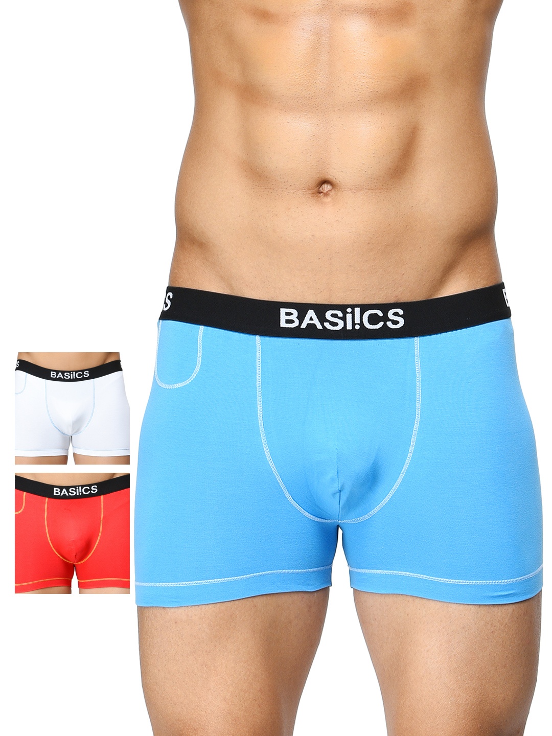 

BASIICS by La Intimo Men Pack of 3 Trunks BCSTR030C135, Red