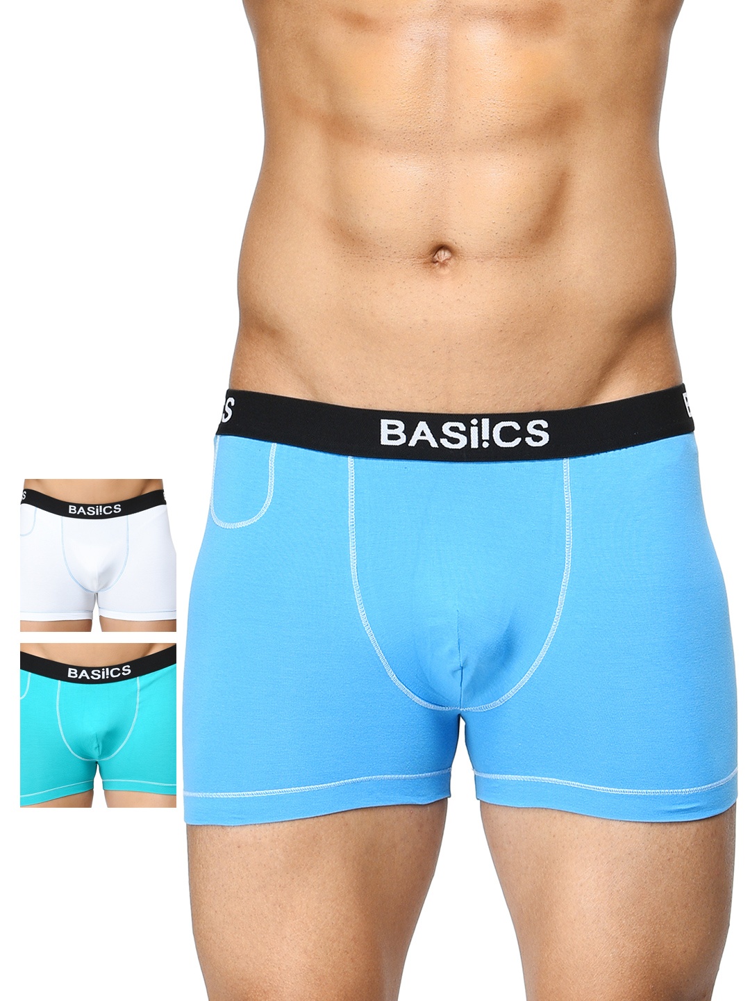 

BASIICS by La Intimo Men Pack of 3 Trunks BCSTR030C145, Blue