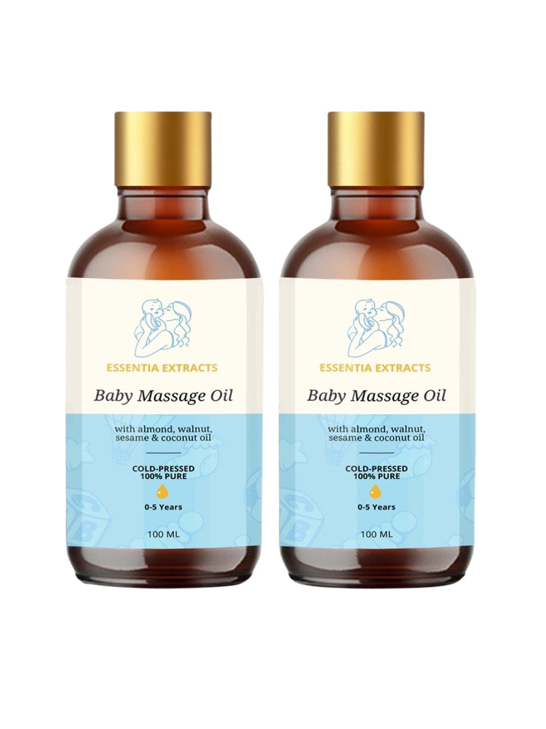 

ESSENTIA EXTRACTS Set Of 2 Cold-Pressed Baby Massage Oils 200ml, Transparent