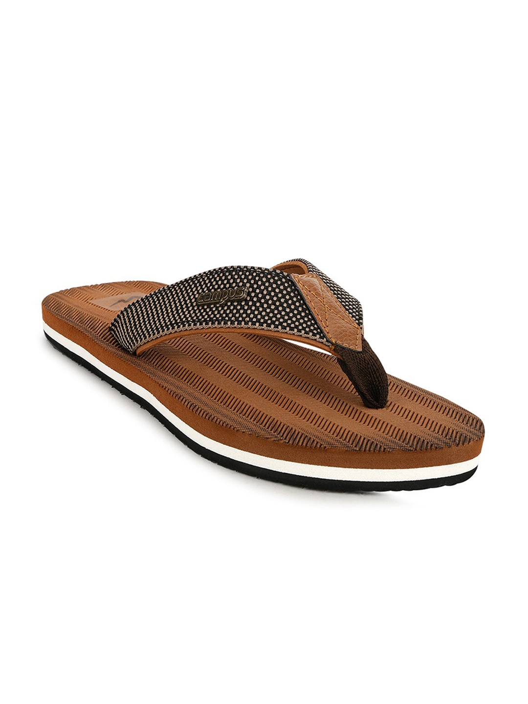 

Campus Men Tan & Black Textured Thong Flip-Flops