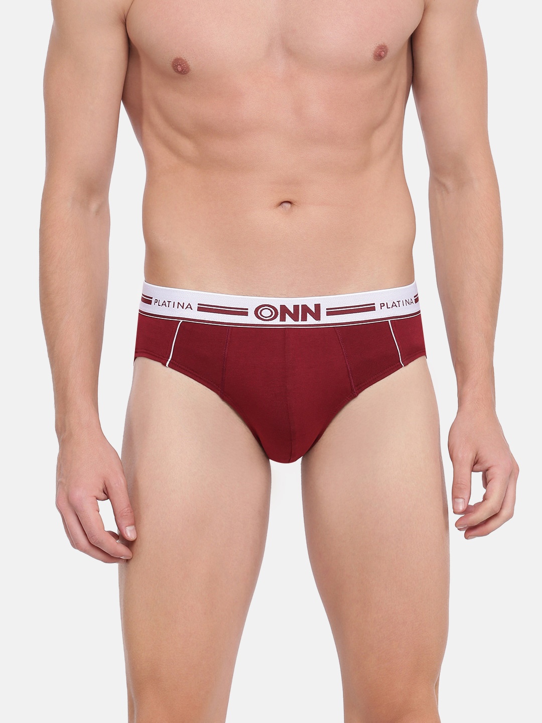 

ONN Men Maroon Solid Basic Briefs