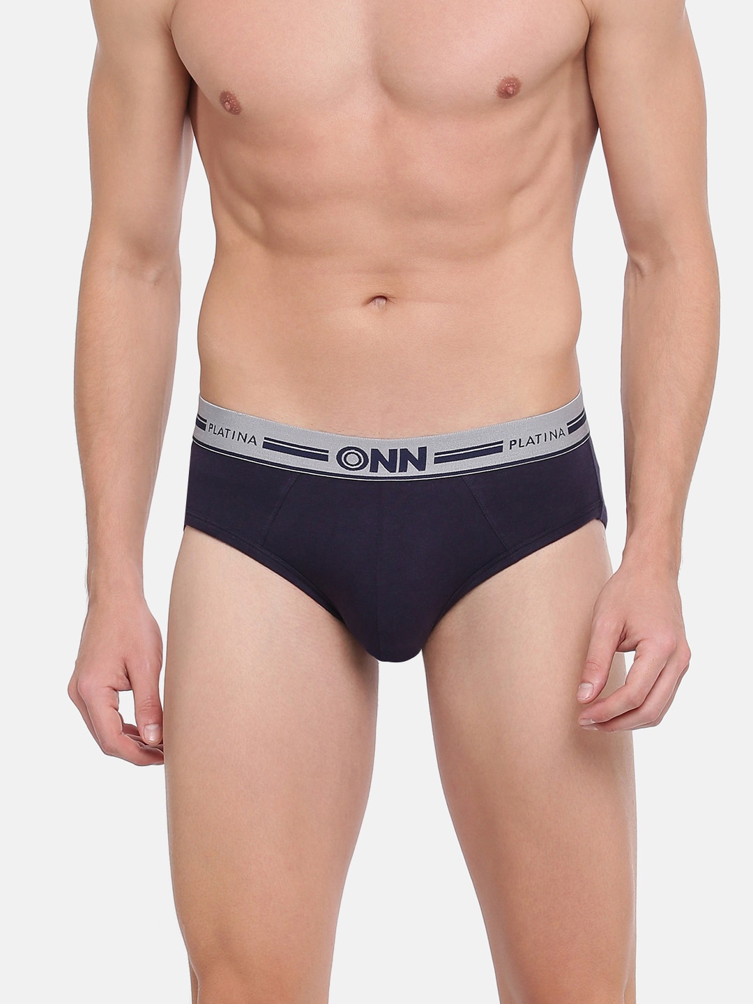 

ONN Men Navy Blue Solid Basic Briefs