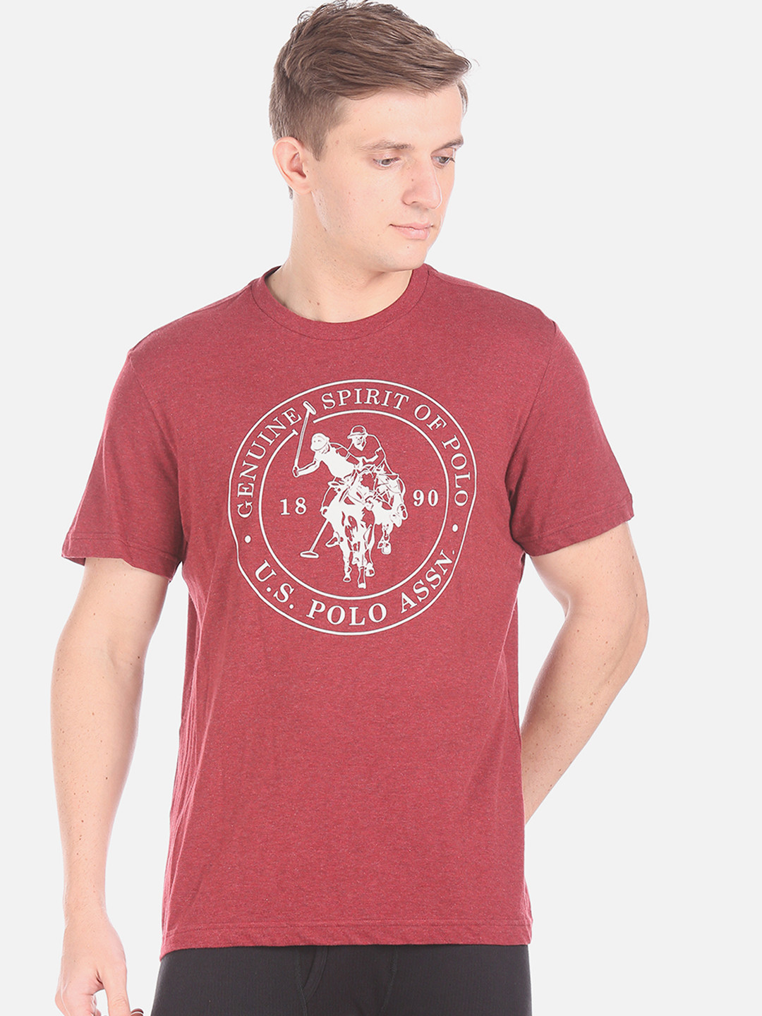 

U.S. Polo Assn. Men Red Printed Pure Cotton Lounge T-shirt